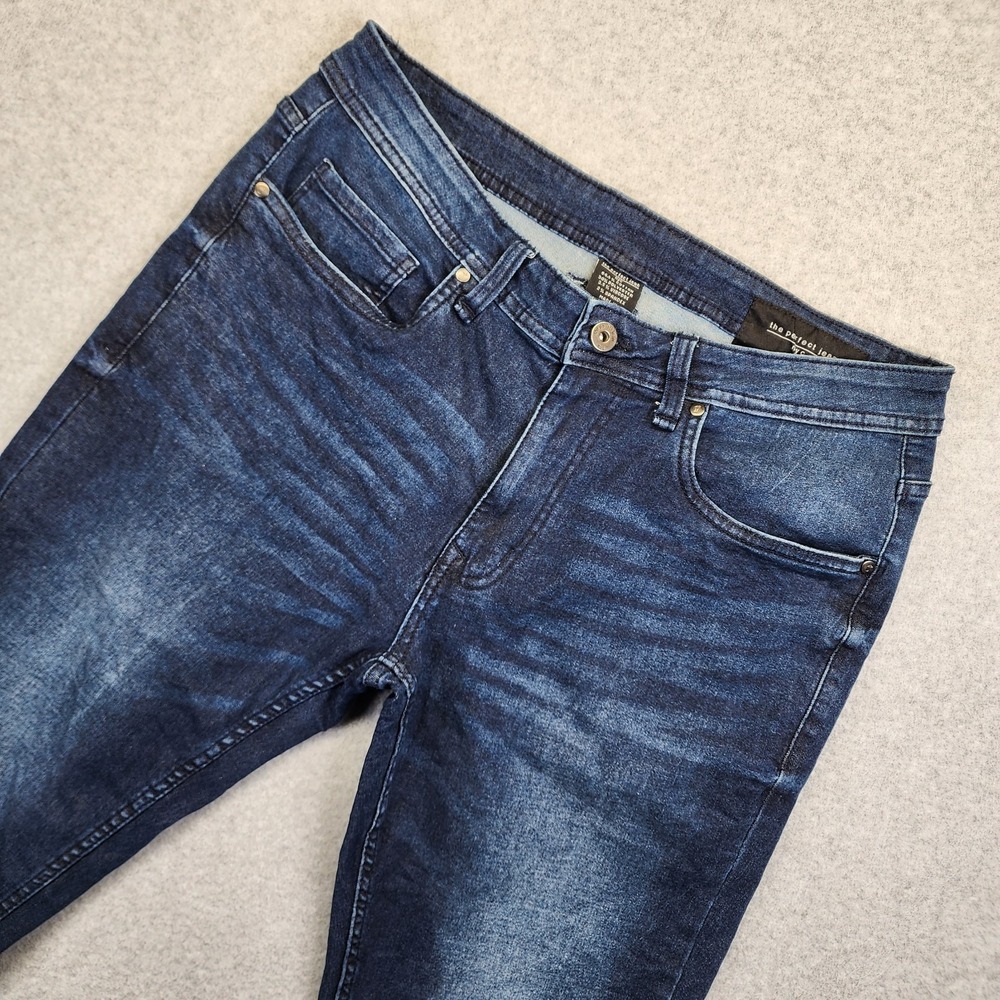The Perfect Jean NYC Mens 32x32 Slim Fit Stretch Blue Dark Wash Denim Jeans